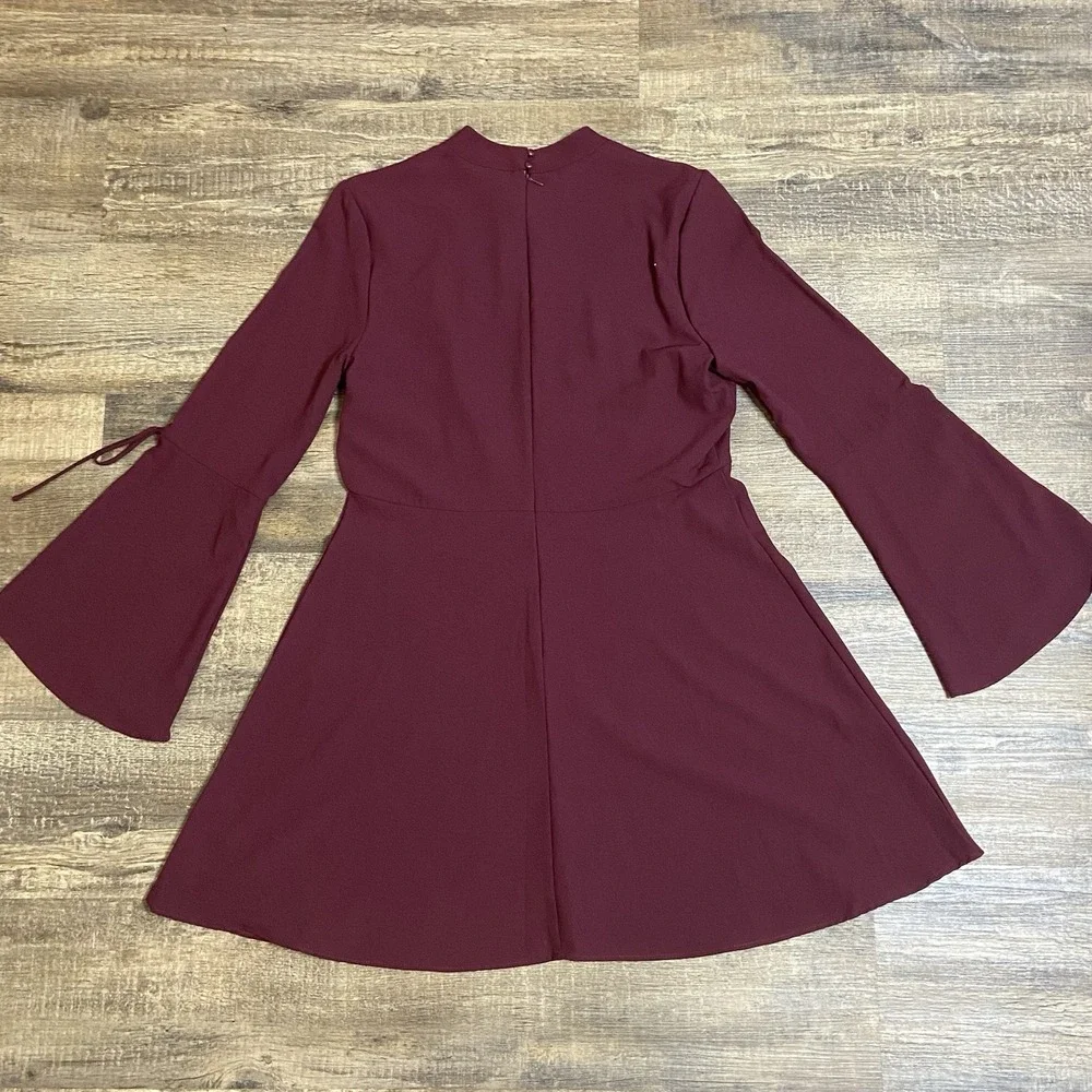Eci Women's 12 Burgundy A-line Dress Boho Romantic Dark Academia Modern Retro
